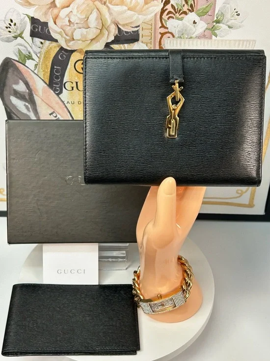 2-Pc GUCCI Jackie Black Leather Bifold Wallet with Checkbook 🖤 - Picture 17 of 17